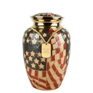 Exclusive American Flag Design Cremation Adult urn Funeral supplies Keepsake adult ashes urn suppliers India