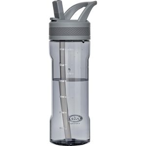 Borraccia in Tritan Senza BPA con Cannuccia, Design Anti-Perdita per Viaggi, Casa, Scuola, Colore Grigio - Product Image 1