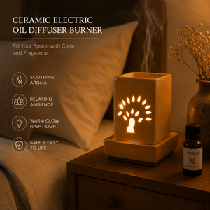 Ceramic <b>Electric</b> <b>Oil</b> <b>Diffuser</b> Burner |Handcrafted Aroma <b>Diffuser</b> for Home Fragrance Essential <b>Oils</b> Spa Decor Gift Premium Design - Product Image 5