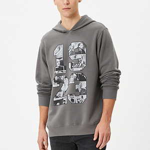 Sudadera con Capucha Unisex Gris 1923, Corte Regular, Felpa de Algodón, Ropa Casual de Invierno, Estilo Urbano, Lavado Ácido, Diseño de Secado Rápido - Product Image 1