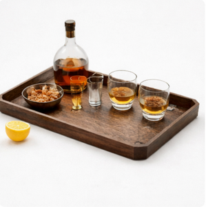 Hand-Carved Black <b>Walnut</b> Wood Serving Tray Japanese Style Cut-Corner Decorative Platter For Tea <b>Coffee</b> & Food Eco-Friendly - Product Image 2