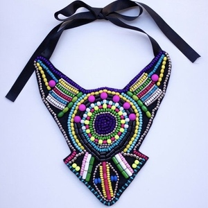 Ensemble collier et boucles d'oreilles bohèmes multicolores en perles de rocaille CRYSTAL CRAFT, style africain, plaqué or, pour mariage et fête - Product Image 4