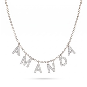 Elegant Lab Grown Diamond Name Necklace 14K 18K Gold Round Brilliant Cut Luxury Diamond Jewelry Birthday Gift for Women - Product Image 2