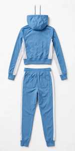 <b>Women's</b> Winter Solid Hooded Zip up <b>2</b> <b>Piece</b> Fleece Breathable Tracksuit Set Mesh Panel Long Jacket Jogger Pants Sporty <b>Outfit</b> - Product Image 2