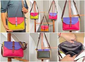 Vente en gros, top ventes, sac à bandoulière en cuir recyclé, sac à bandoulière avec boucle, sac à bandoulière en cuir coloré pour femmes - Product Image 3