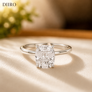 Anillo de Compromiso para Mujer con Diamante Moissanita Corte Radiante, Chapado en Oro Blanco de 14k, Engaste de Garras, Certificado GRA - Product Image 1