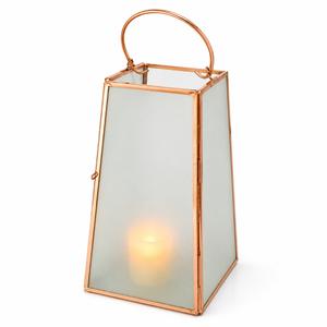Rose Gold Stainless Steel <b>Lantern</b> Modern Frosted Glass <b>Candle</b> <b>Holder</b> for Wedding Events and Luxury Home Decor Outdoor - Product Image 1