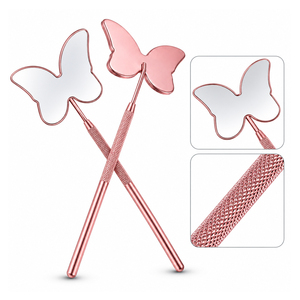 กระจกแต่งหน้าสแตนเลส Butterfly แบบพกพา กระจกต่อขนตา ป้องกันฝ้า อุปกรณ์เสริมความงามส่วนตัว - Product Image 1