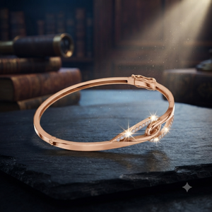 Luxury Rose Gold Lab Grown Diamond Twist <b>Infinity</b> Bangle <b>Bracelet</b> for Women Modern Pavé Diamond Fine Jewelry - Product Image 1