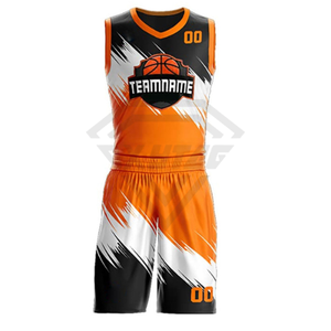 Custom Sublimation Basketball Jersey Uniform Set OEM Manufacturer <b>Orange</b> Black Sports Wear Breathable Training Team Kit - Product Image 5