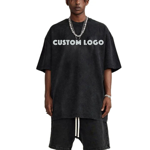 Wholesale Washed Tee Heavy Weigh <b>T</b>-<b>shirt</b> DTG <b>Black</b> Oversized <b>T</b>-<b>Shirt</b> Men'S Graphic Acid Wash Vintage Custom <b>T</b> <b>Shirt</b> - Product Image 1