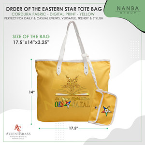 กระเป๋าโท้ทสีเหลืองลายดาวสีทอง คำขวัญ Let Your Light Shine OES F.A.T.A.L |   กระเป๋าโท้ทกันน้ำสีเหลืองอีสเทิร์นสตาร์แบบสั่งทำพิเศษ - Product Image 6