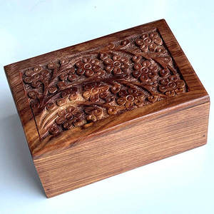Engraved Wooden Cremation Urn Square Adult Ashes <b>Memorial</b> <b>Box</b> Natural Wood Finish Customizable Designs - Product Image 4
