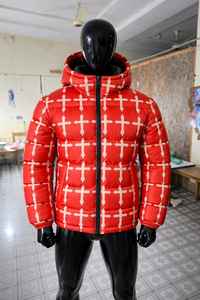 Chaqueta acolchada con capucha y estampado de Cruz Roja para hombre, abrigo de burbujas cálido de invierno, ropa de calle de moda, prendas de abrigo personalizadas al por mayor - Product Image 6