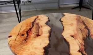 Rustic River Flow <b>Epoxy</b> Resin <b>Coffee</b> <b>Table</b> Handcrafted Natural Wood Round Center <b>Table</b> Modern Artistic Living Room Decor - Product Image 2