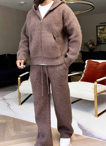 Sudadera con capucha de mohair para hombre, diseño personalizado, venta al por mayor, suéter de invierno con cremallera, unisex, de lana, tejido, extragrande - Product Image 5