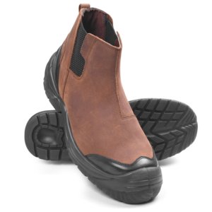 Zapatos de Seguridad Sin Cordones de Cuero Nubuck Premium para Hombre, Puntera de Acero, Calzado de Trabajo Industrial de Fábrica |   Suave y Cómodo, Largo - Product Image 2