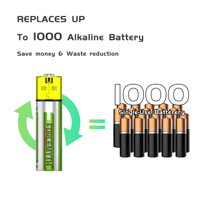 Baterai AA Isi Ulang Tipe-C 1.5V 1500mWh dengan Kabel Pengisi Daya USB untuk Mainan Kamera Kunci Sidik Jari