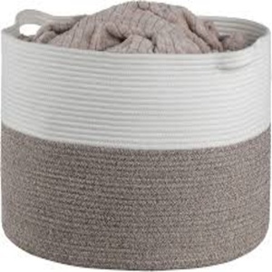 Clothing Organizer <b>Foldable</b> Collapsible Stackable 100% Cotton Eco-Friendly Durable Lightweight Portable Woven Multiple <b>Basket</b> - Product Image 1