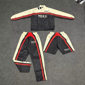 MDLV Men's Sporty Tracksuit <b>Set</b> Color Blocking <b>Knitted</b> Eco-friendly 100% Cotton Hooded Jacket Pants Shorts Quick Dry Winter Wear - Product Image 1