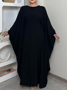 OEM Butterfly Abaya Hijab 2 Pieces Set Batwing Sleeves <b>Iron</b> free Nursing Friendly Plus Size Muslim Women Prayer Dress Modest - Product Image 3