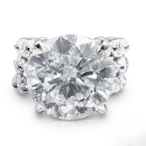 Anillo de Compromiso de Oro Blanco de 14K con Diamante de 11.27CT, Diamante Redondo Central de 6CT Cultivado en Laboratorio, Anillo de Lujo con Piedras Laterales Marquise y Redondas - Product Image 1