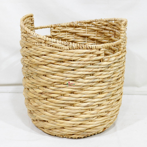 Water Hyacinth Round Woven Storage Baskets Set of 4 Stackable Multifunctional <b>Rustic</b> Style for Multi-Room Home Organization - Product Image 3