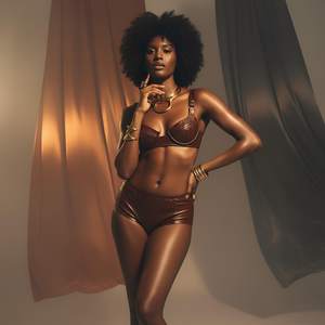 Ensemble de soutien-gorge en cuir véritable |   Bralette en cuir marron faite à la main |   Shorts en cuir taille haute - Product Image 5