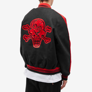 Custom Unisex <b>Varsity</b> <b>Jacket</b> Letterman Baseball <b>Jacket</b> Streetwear Patchwork Embroidery <b>Black</b> <b>Red</b> Wool Bomber <b>Jacket</b> Hip Hop - Product Image 3