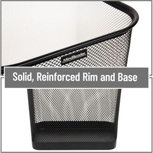 Set di 2 Cestini per Rifiuti in Rete Metallica Nera Quadrati per Ufficio - Product Image 3