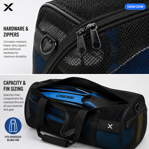 Custom X Sports City Diving Mesh Duffel <b>Bag</b> Heavy Duty Quick Dry Breathable Zipper Closure Waterproof Scuba Gear Travel Storage - Product Image 4