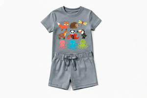 Conjunto de Ropa de Algodón para Niños, Camiseta y Pantalones Cortos, Transpirable, Ligero, Ropa de Verano, Talla Personalizada, Proveedor OEM - Product Image 4