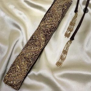 Cinturón Decorativo de Color Sólido Estilo Boho con Cuentas, Correa Bordada de Nailon con Cierre de Cremallera - Product Image 2