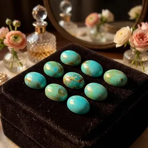 Pierres précieuses naturelles en turquoise verte, taille ovale 10x14mm, pierres brutes pour la fabrication de bijoux, cabochon - Product Image 6