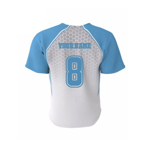 Ensemble de maillots de baseball pour hommes, bleu et blanc, imprimé géométrique, manches courtes, évacuation de l'humidité, coupe athlétique, toutes saisons - Product Image 3