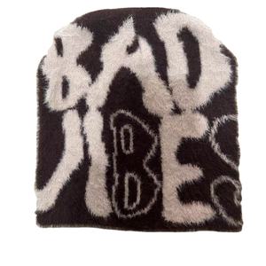 Gorro de invierno de mohair para bebé, gorros sin puño con letras bonitas, gorro de invierno de punto, gorros de mohair suaves y peludos para hombres y mujeres - Product Image 4