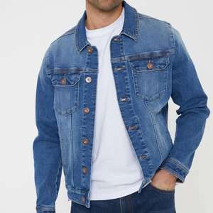 Nouvelle veste en jean pour homme, style streetwear d'hiver, broderie, fermeture à boutons, écologique et respirante, personnalisable en coton - Product Image 1