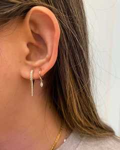 Pendientes Huggie Dagger de Oro Sólido 14K 18K con Diamantes Cultivados en Laboratorio de Corte Redondo Pavé, de Lujo, con Puntas Pequeñas y Forma de Gota, Joyería Fina - Product Image 4