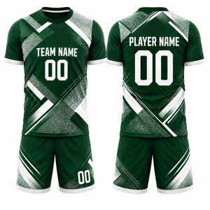 Ensemble athlétique 2 pièces pour homme, maillot de football uni imprimé et short, tenue d'entraînement d'été pour équipe, nom du joueur - Product Image 1