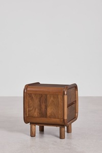 Modern Wooden Nightstand with Two Drawers <b>Midcentury</b> Design Bedroom Storage Furniture - Product Image 3