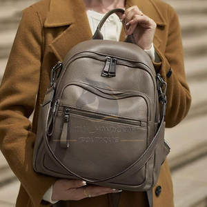 Latest Design Washable Leather Bagpack Reasonable Price Leather Bagpack Soft <b>Back</b> Leather Bagpack - Product Image 6