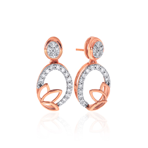 Rose Gold Diamond <b>Earrings</b> Round Brilliant Cut Floral Dangle Women's Luxury Jewelry Wedding <b>Fine</b> <b>Earrings</b> - Product Image 2