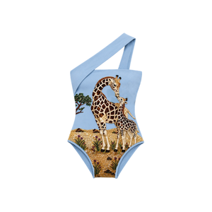 Women's Two-Pieces Bodysuit with Animal Embroidery High Waist Cotton/Spandex Fabric High Quality Women's Wear Swimsuit Beachwear - Product Image 4