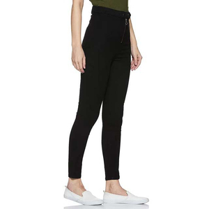 Jean taille haute noir uni respirant 100 % coton pour femme, coupe régulière, grandes tailles, haute qualité, vente en gros, pas cher - Product Image 6