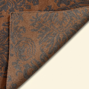 Tapis en laine tufté à la main marron brun anthracite, motif floral damassé traditionnel, antidérapant, écologique, à poils épais pour salon - Product Image 6