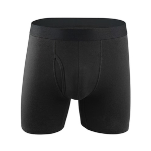 Men's Eco-Friendly 100% <b>Polyester</b> Knitted Mid-Rise Solid Pattern <b>Boxer</b> Shorts - Product Image 3