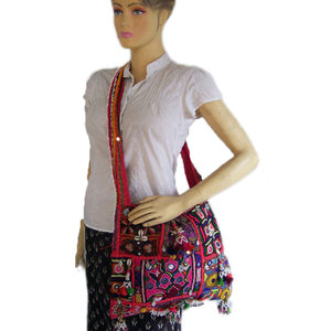 Vintage Duffel Leather <b>Boho</b> Hippie Style Ethnic Travel <b>Bag</b> SKIRT HIPPI BANJARA Shoulder <b>Bags</b> Handmade Gypsy Tribal Embroidered - Product Image 2
