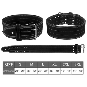QST INTERNATIONAL Double Prong Cowhide Leather Weight Lifting <b>Belt</b> Gym <b>Squats</b> Waist Support Workout Deadlift Power <b>Belt</b> Custom - Product Image 5