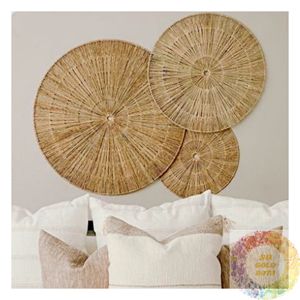 Lot de décorations murales tissées naturelles en rotin et jonc de mer, style bohème, faites à la main, pour la vente en gros aux acheteurs de décorations d'intérieur - Product Image 5