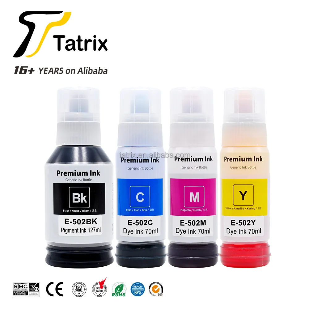Tatrix recarga de garrafa a a base de água, t502, tinta 502, t5021, t5022, t5023, t5024, para epson ET-2750